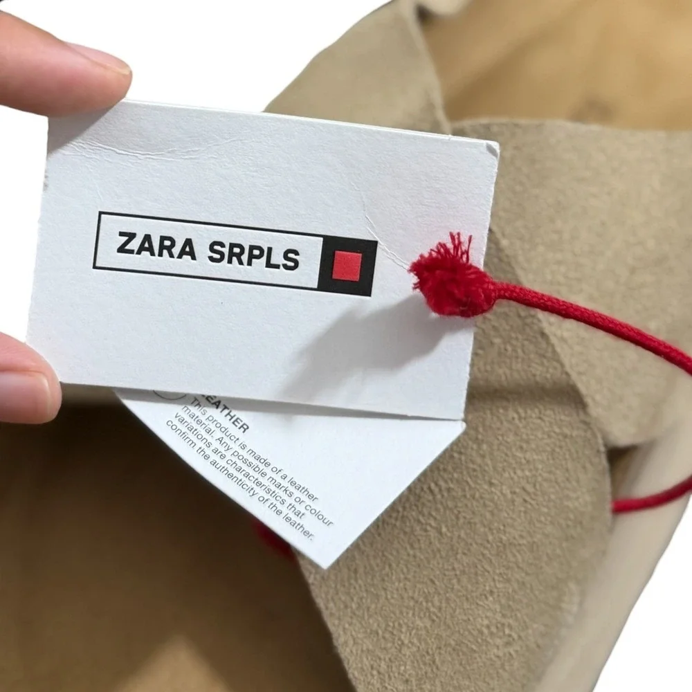 Zara SRPLS Suede Leather Criss-Cross Slide Sandals Sand Beige Mules Men's 11 NWT